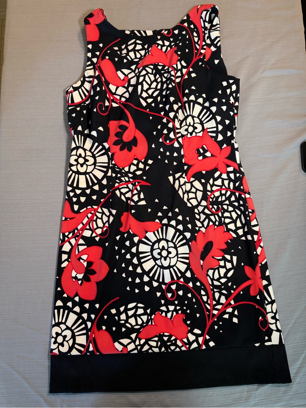 AGB Black Mini Dress with Red & White Floral Motif